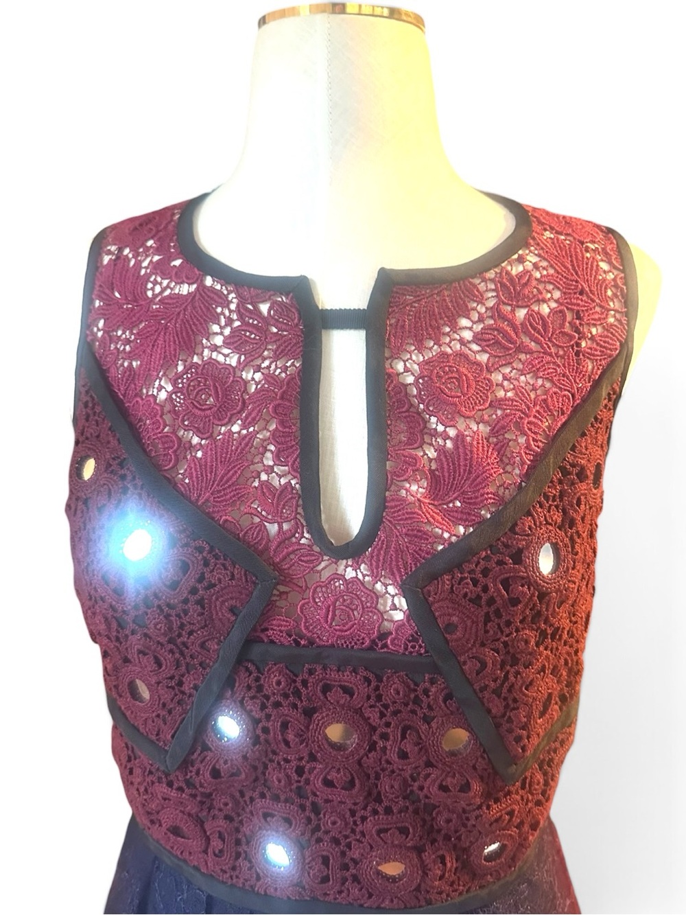 Burberry Prorsum NWT Lace Midi Dress Italy Burgundy Navy High Low EU42 US6 - Picture 10 of 16